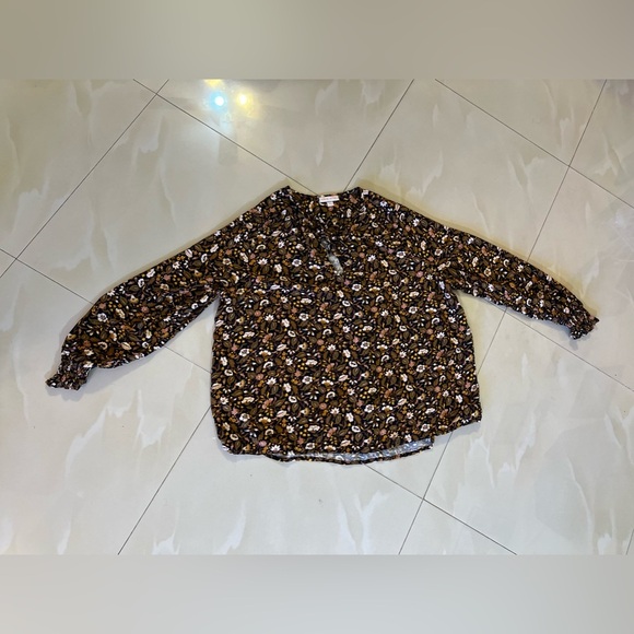 KNOX ROSE Black Print Smocked Long Sleeve Tie Neck BOHO Hippie Blouse - XL - Picture 4 of 16